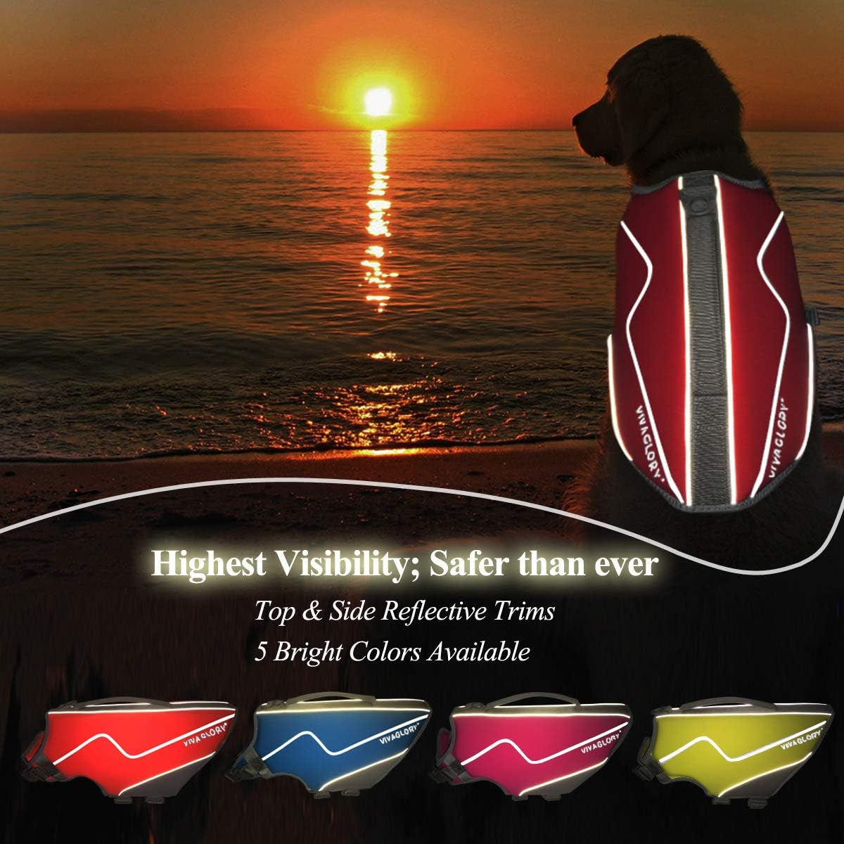Neoprene Dog Life Vest, Dog Life Jacket for Swimming & Boating, Lightweight & Buoyancy for Puppy Doggy, Swimming Vest with Handle, M, Red