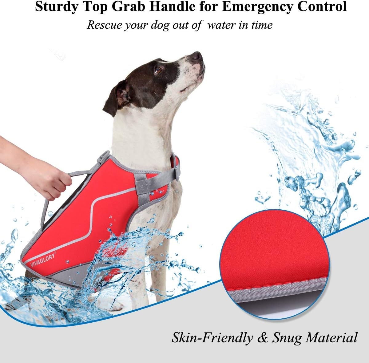 Neoprene Dog Life Vest, Dog Life Jacket for Swimming & Boating, Lightweight & Buoyancy for Puppy Doggy, Swimming Vest with Handle, M, Red