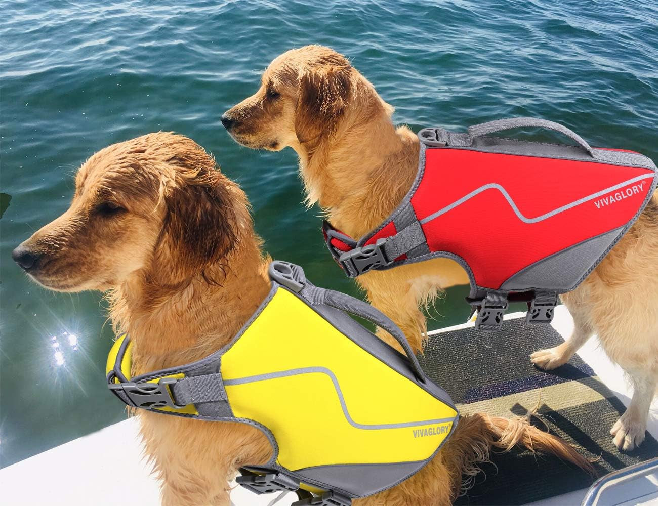 Neoprene Dog Life Vest, Dog Life Jacket for Swimming & Boating, Lightweight & Buoyancy for Puppy Doggy, Swimming Vest with Handle, M, Red